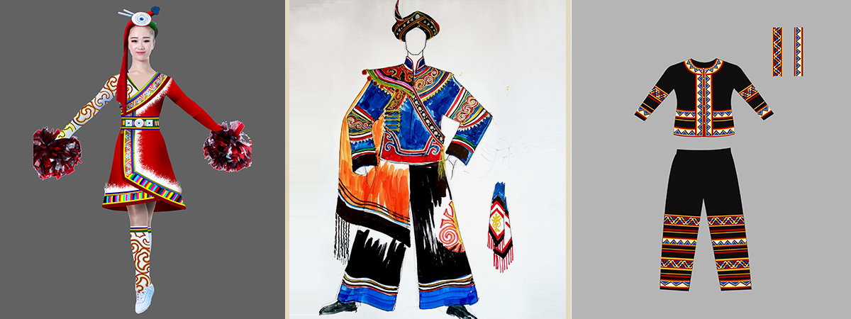 藏族體操服飾女裝和彝族服飾設計